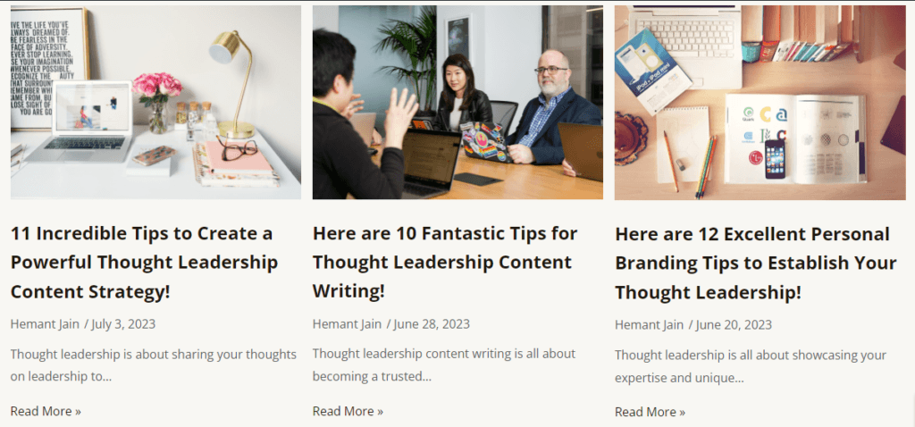 Select Thought Leadership Content Types based on your goals.