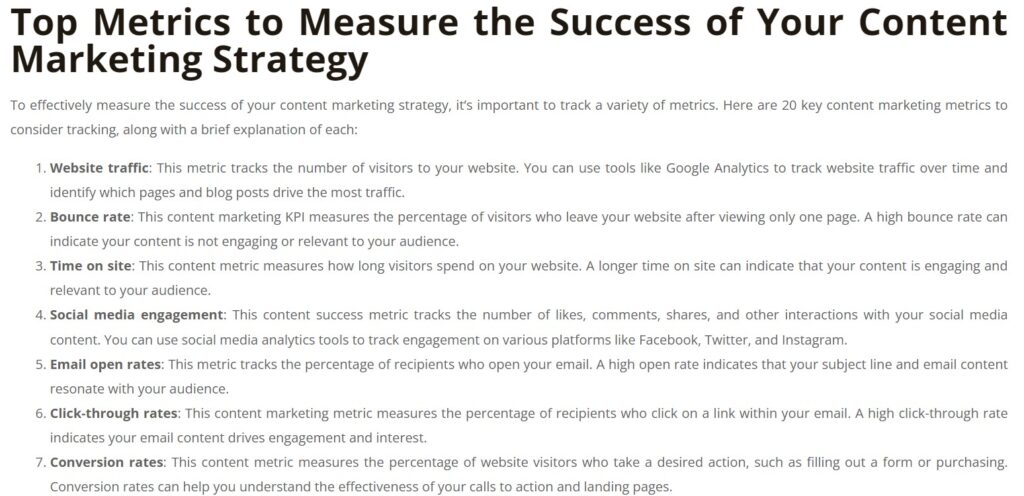Regular monitoring of content metrics is essential for success in content marketing.