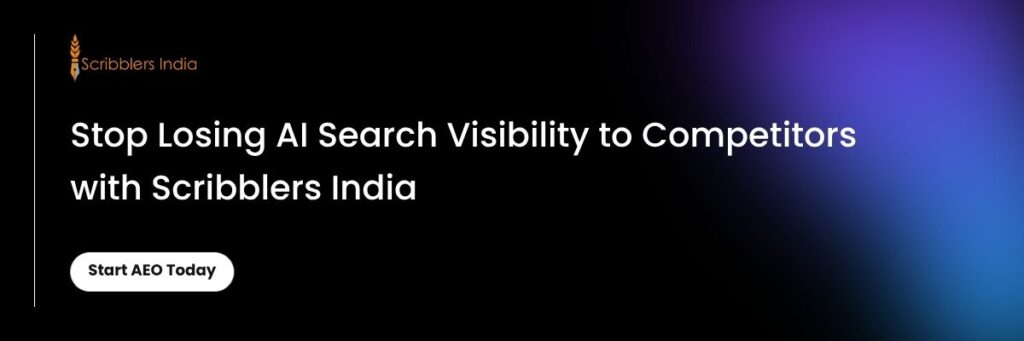 Scribblers India AEO services in India for AI search visibility