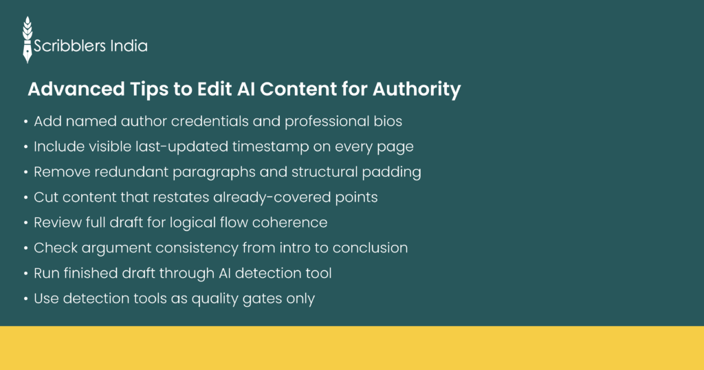 Editing AI content for authority and SEO signals