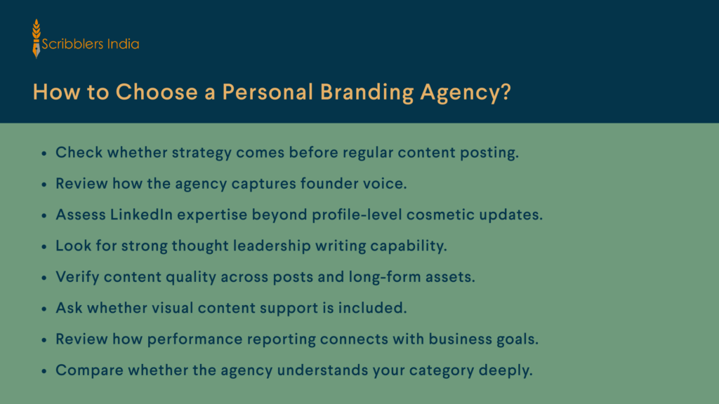 Scribblers India personal branding agency checklist